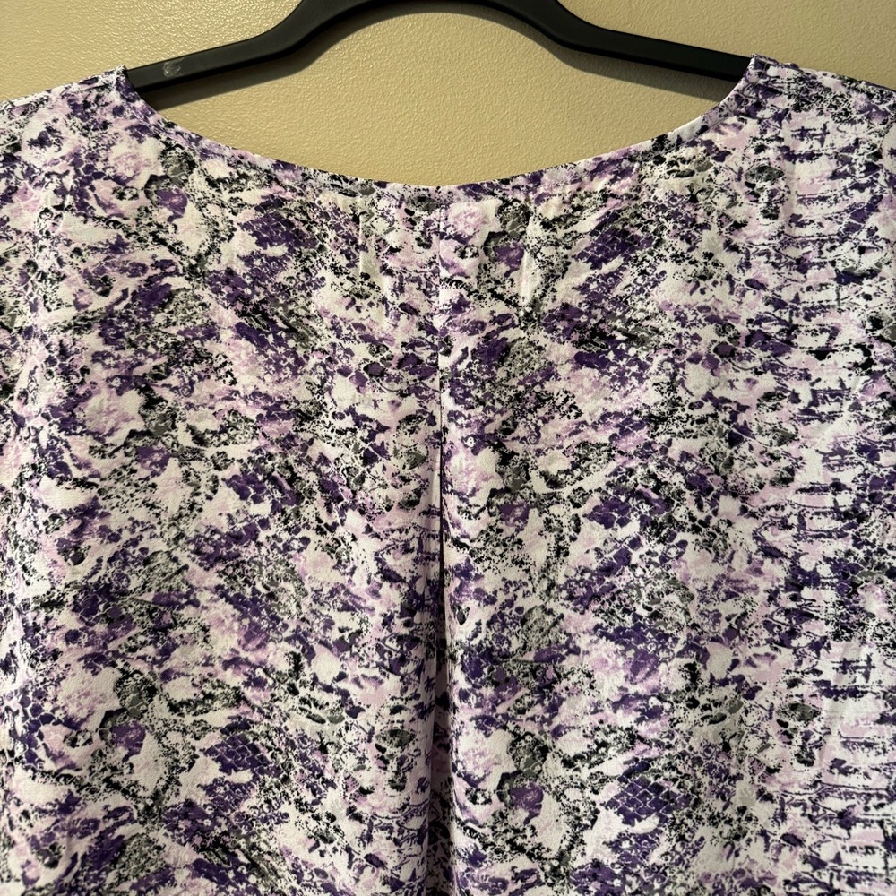 Northern Reflections Purple & Grey Blotchy/Snakeskin/Honeycomb Print Top - Picture 8 of 11